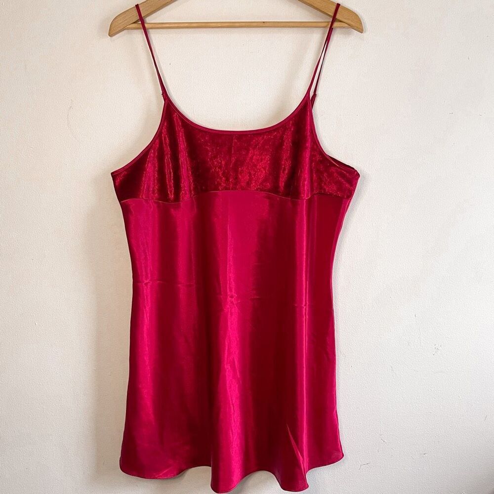 Vintage 90s Y2K Red Chemise Slip Dress Size XL
